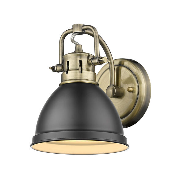 Duncan Aged Brass and Black Six-Inch One-Light Bath Wall Sconce, image 1